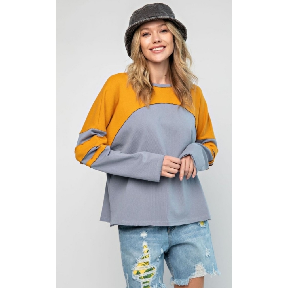 EASEL COLOR BLOCK LOOSE FIT TOP